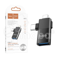 Адаптер Lightning + Type-C - OTG Hoco UA17 Черный