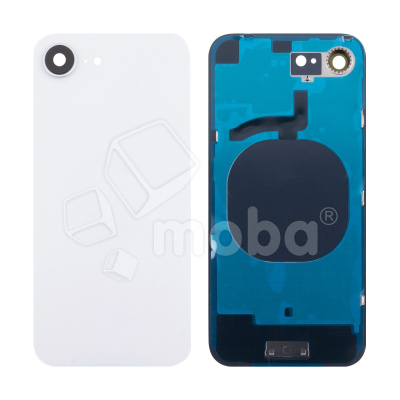 Задняя крышка для iPhone 16e (A3408/A3409/A3410/A3212) в сборе со стеклом камеры Белый (стекло, логотип) - Премиум