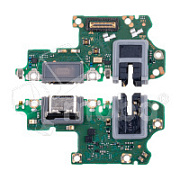 Шлейф для Huawei Honor X8 4G (TFY-LX1) плата на системный разъем/разъем гарнитуры/микрофон - Премиум