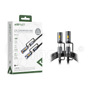 Кабель Type-C - 3 в 1 (Type-C+прикуриватель+LED подсветка) Acefast J4 (3A, 60W, оплетка нейлон, 1,2 м) Черный