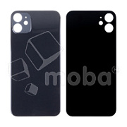 Задняя крышка для iPhone 11 (A2221) Черный (стекло, монолит, широкий вырез под камеру, логотип) - Премиум