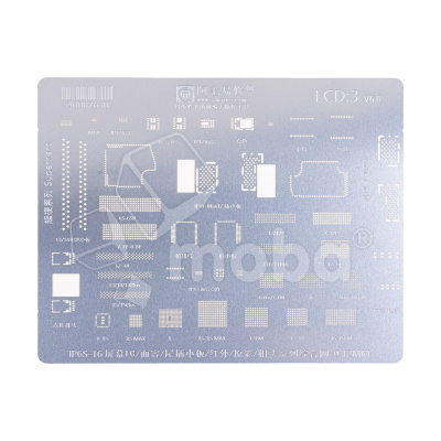 BGA трафарет Amaoe (LCD:3, V6.0) для дисплеев и Face ID iPhone X/XR/Xs/Xs Max/11/11 Pro/11 Pro Max/12/12 mini/12 Pro/12 Pro Max/12/12 mini/13 Pro/13 Pro Max/14/14 Plus/14 Pro/14 Pro Max/15/15 Plus/15 Pro/15 Pro Max