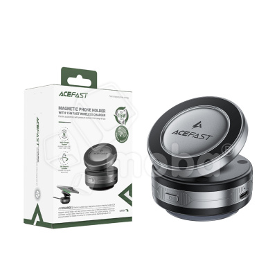 Автомобильный держатель Acefast E29 (с беспроводной зарядкой 15W, магнитный, на приборную панель) Серый