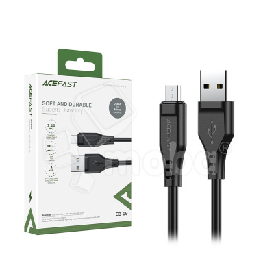 Кабель USB - MicroUSB Acefast C3-09 (2.4А, 1.2 м) Черный