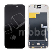 Дисплей для iPhone 15 Pro (A3102) в сборе с тачскрином Черный - (Soft OLED, Full HD, 120 Гц) (с верификацией = с привязкой без ошибки)