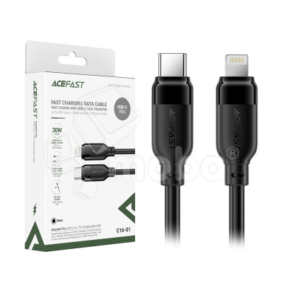 Кабель Type-C - Lightning Acefast C16-01 (3A, 30W, PD, 1.2 м) Черный