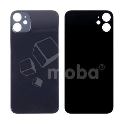 Задняя крышка для iPhone 11 (A2221) Черный (стекло, монолит, широкий вырез под камеру, логотип) - Премиум
