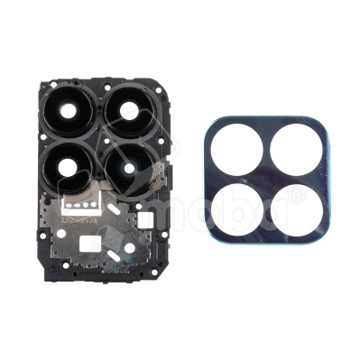 Стекло камеры для Huawei Honor X8a 4G (CRT-LX1) в сборе с рамкой Голубой