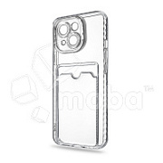 Чехол-накладка для iPhone 15 Plus (с защитой камеры, карманом для карт, прозрачный)