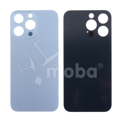 Задняя крышка для iPhone 13 Pro (A2640) Голубой (стекло, узкий вырез под камеру, логотип) - Премиум