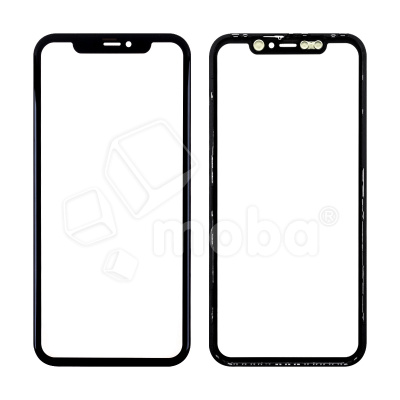 Стекло для переклейки iPhone 11 (A2221) с OCA пленкой + рамка Черный - OR (Mitsubishi)