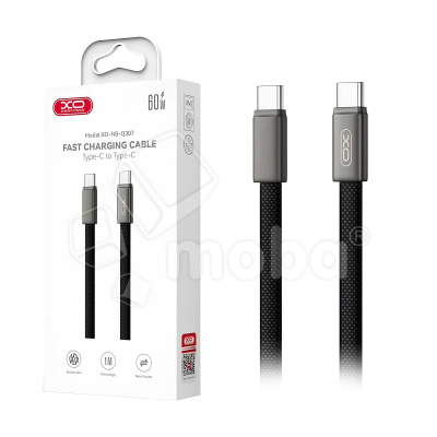 Кабель Type-C - Type-C XO NB-Q307 (60W, PD, оплетка нейлон, сверхтонкий) Черный