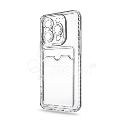 Чехол-накладка для iPhone 16 Pro (с защитой камеры, карманом для карт, прозрачный)