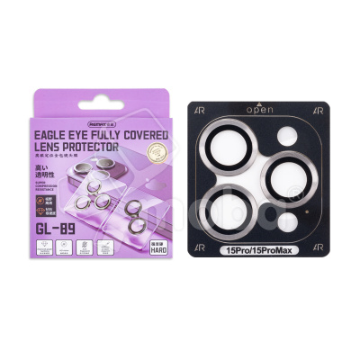 Защитное стекло линзы камеры Remax GL-89 для iPhone 15 Pro/15 Pro Max (комплект 3 шт.) Серый