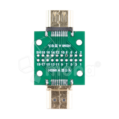 Разъем HDMI (штекер-гнездо) на плате (20 pin, 2,54 мм)