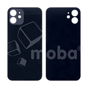 Задняя крышка для iPhone 12 (A2403) Черный (стекло, широкий вырез под камеру, логотип)