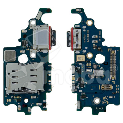 Шлейф для Samsung Galaxy S21 (G991B/EU version) плата системный разъем/разъем SIM/микрофон - Премиум