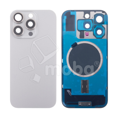 Задняя крышка для iPhone 16 Pro (A3293) в сборе со стеклом камеры Серый (стекло, монолит, MagSafe, логотип) - Премиум