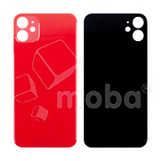 Задняя крышка для iPhone 11 (A2221) Красный (стекло, монолит, широкий вырез под камеру, логотип) - Премиум